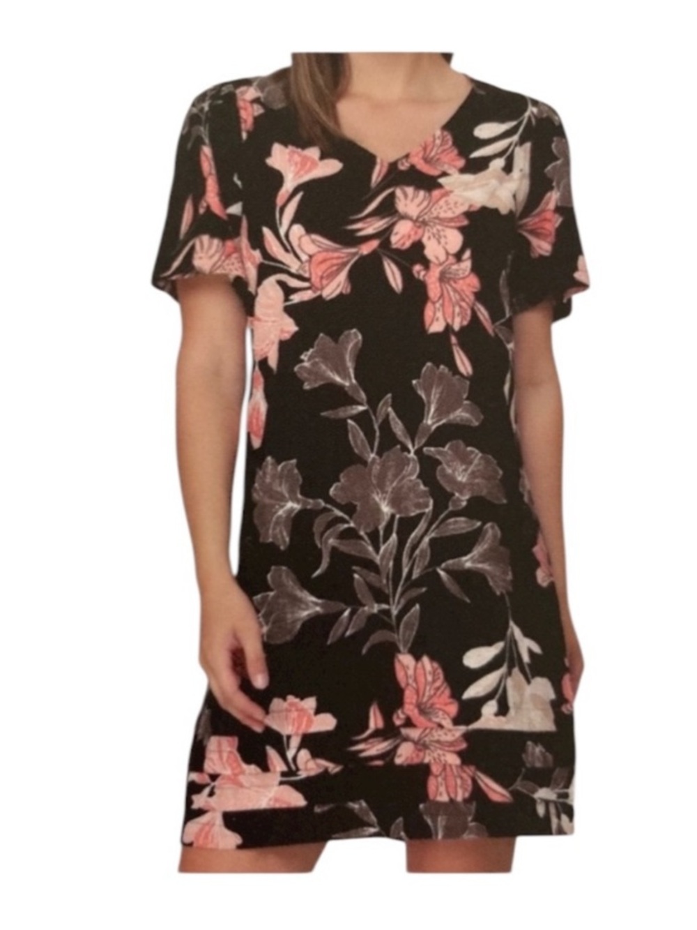 Linen floral dress,Nicole miller black floral linen mini dress